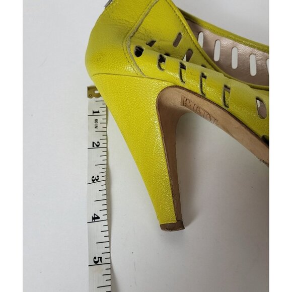 Loeffler Randall Yellow Peep Toe Heels Womens Shoes Size 10 - Picture 7 of 9